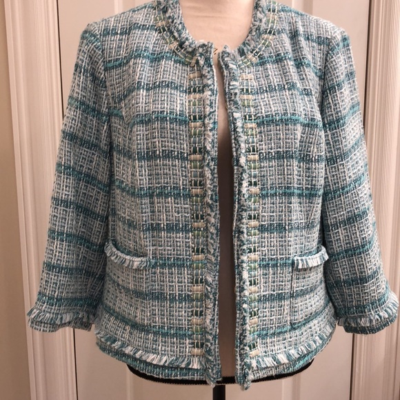 Embellished Chico’s Size 2-US 12/14 Tweed Jacket - Picture 7 of 7